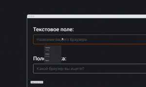 Интерфейс увеличен на 210%. Поля и подписи к ним стали больше и перестроились друг под друга. Выпадающий список остался небольшим на фоне других элементов.